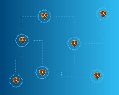 Cryptocurrency Nem blockchain teknoloji dünya arka plan