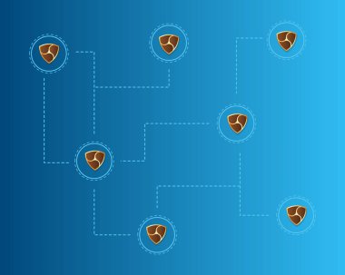 Cryptocurrency Nem blockchain teknoloji dünya arka plan