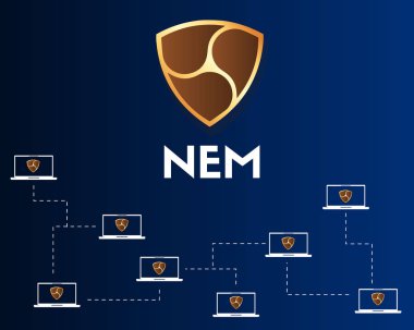Cryptocurrency Nem blockchain ağ arka plan