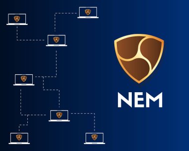 Cryptocurrency Nem blockchain ağ arka plan