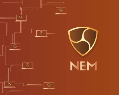 Cryptocurrency Nem blockchain devre ağ arka plan