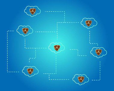Cryptocurrency Nem blockchain bulut arka plan ile