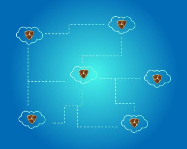 Cryptocurrency Nem blockchain bulut arka plan ile