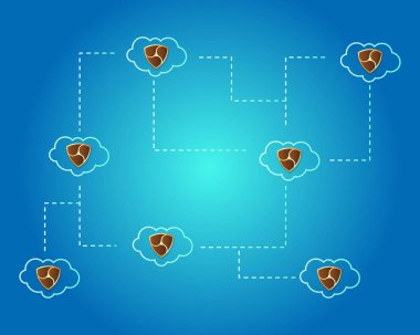 Cryptocurrency Nem blockchain bulut arka plan ile