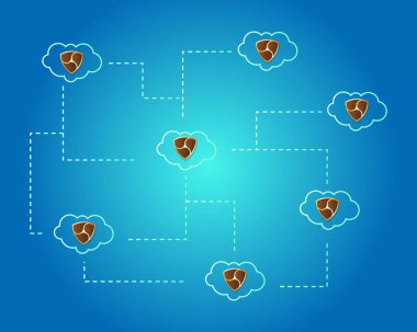 Cryptocurrency Nem blockchain bulut arka plan ile