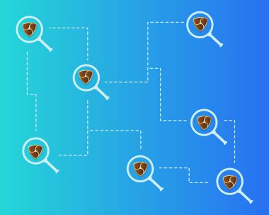 Arka plan büyüteç ile Cryptocurrency Nem blockchain