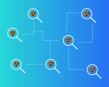 Arka plan büyüteç ile Cryptocurrency Nem blockchain