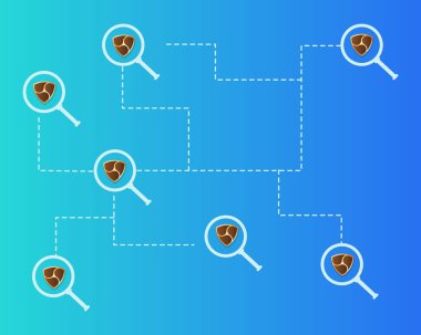 Arka plan büyüteç ile Cryptocurrency Nem blockchain