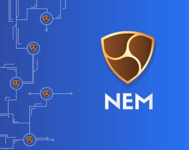 Cryptocurrency Nem blockchain sanal devre arka plan