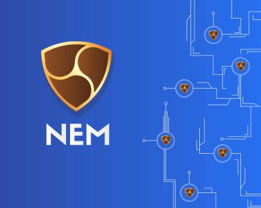 Cryptocurrency Nem blockchain sanal devre arka plan
