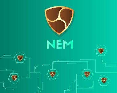 Cryptocurrency Nem blockchain sanal devre arka plan