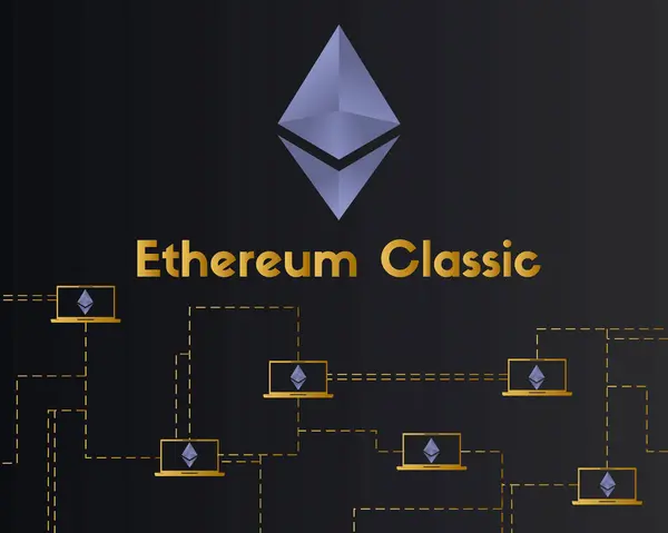 Ethereum Classic blockchain digital technology background — Stock Vector