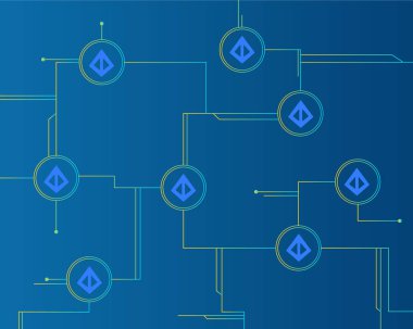 Loopring cryptocurrency stil mavi zemin üzerine