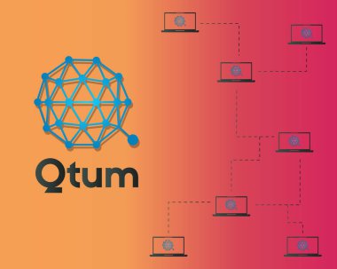 Qtum blockchain cryptocurreny ağ kavramı arka plan