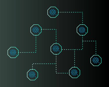 Qtum blockchain cryptocurreny koyu arka plan üzerinde