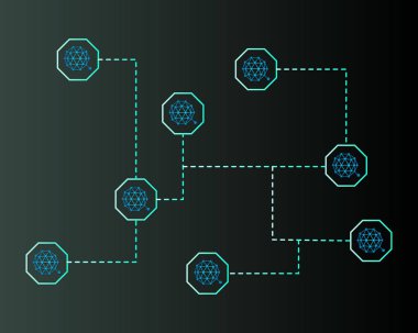 Qtum blockchain cryptocurreny koyu arka plan üzerinde
