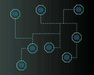Qtum blockchain cryptocurreny koyu arka plan üzerinde