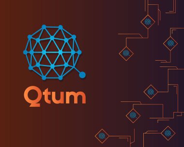 Qtum blockchain cryptocurreny koyu arka plan üzerinde