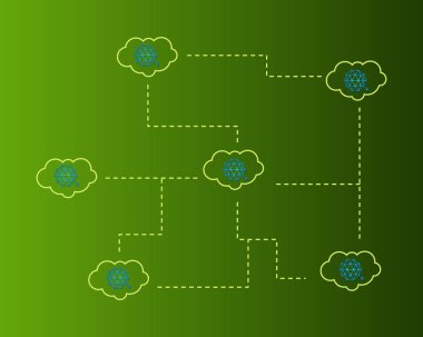 Qtum blockchain cryptocurreny bulut arka plan ile