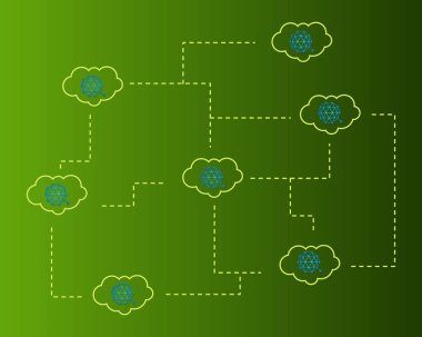 Qtum blockchain cryptocurreny bulut arka plan ile