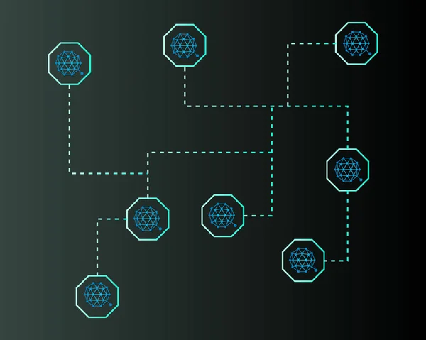 Криптотония Qtum блокчейн на тёмном фоне — стоковый вектор