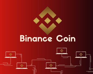 Binance para stil kırmızı zemin üzerine