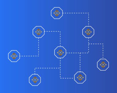 Binance para stil mavi zemin üzerine