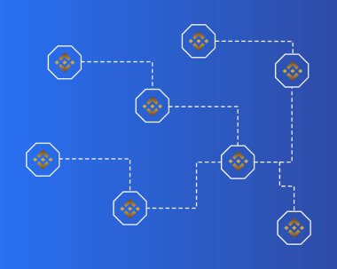 Binance para stil mavi zemin üzerine