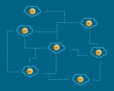 Blockchain mum cryptocurrency bulut arka plan ile