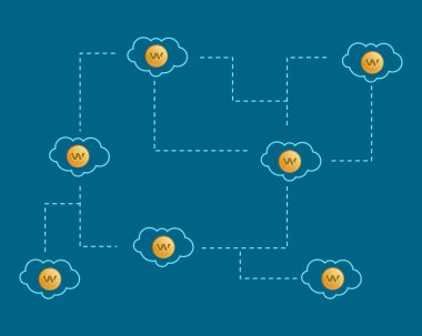 Blockchain mum cryptocurrency bulut arka plan ile