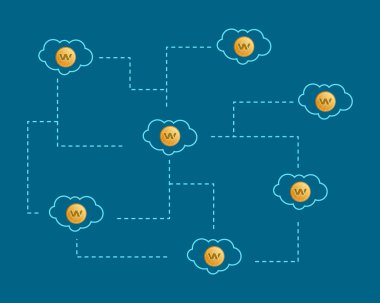 Blockchain mum cryptocurrency bulut arka plan ile