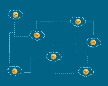 Blockchain mum cryptocurrency bulut arka plan ile
