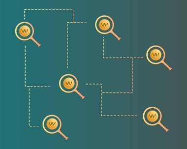 Arka plan büyüteç ile Blockchain balmumu cryptocurrency