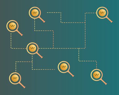 Arka plan büyüteç ile Blockchain balmumu cryptocurrency