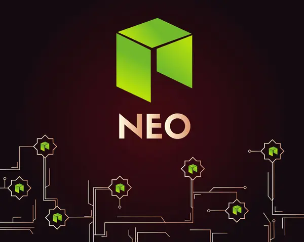 Cryptocurrency Neo blockchain áramkör stílus háttér — Stock Vector