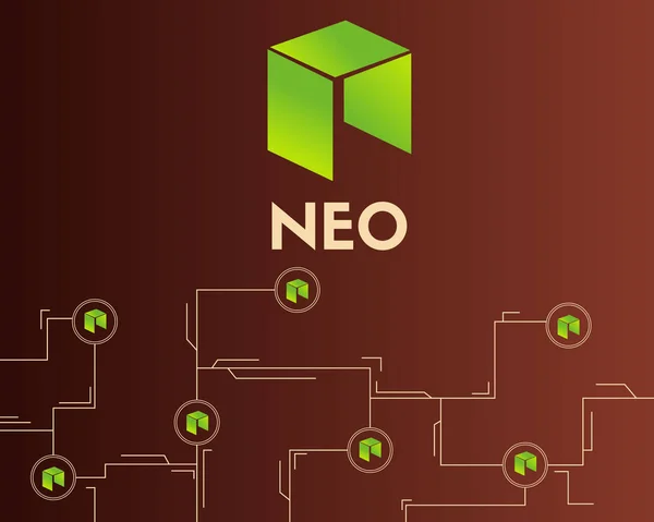 Technologie kryptoměn Neo připojen styl pozadí — Stockový vektor