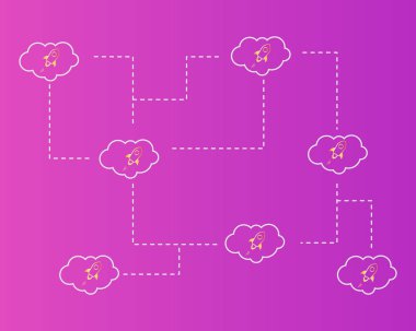 Blockchain bulut stili arka plan ile yıldız