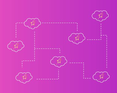 Blockchain bulut stili arka plan ile yıldız