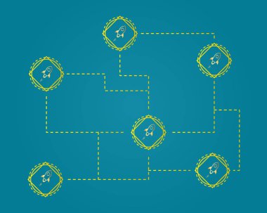 Blockchain yıldız stil ağ kavramı arka plan