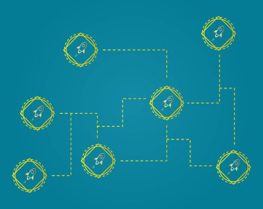Blockchain yıldız stil ağ kavramı arka plan