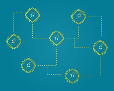 Blockchain yıldız stil ağ kavramı arka plan