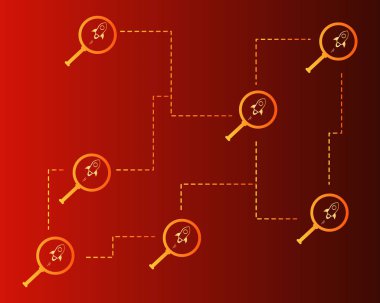 Blockchain yıldız stili arka plan büyüteç ile