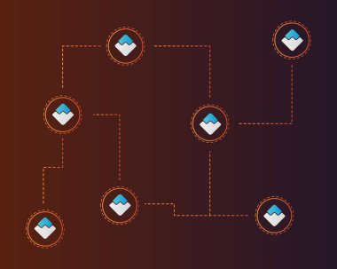Blockchain bağlı stil arka plan dalgalar
