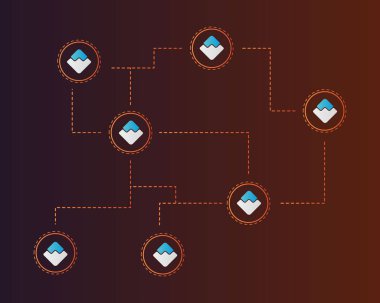 Blockchain bağlı stil arka plan dalgalar