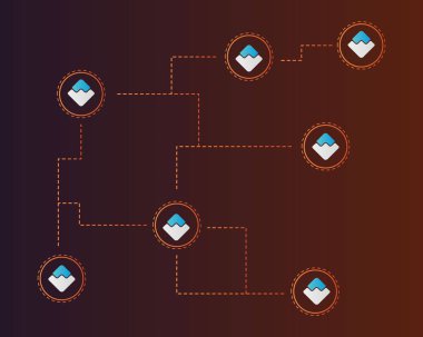 Blockchain bağlı stil arka plan dalgalar