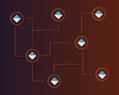 Blockchain bağlı stil arka plan dalgalar
