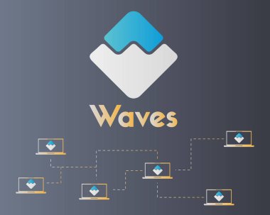 Konsept tarzı arka plan ağ blockchain dalgalar