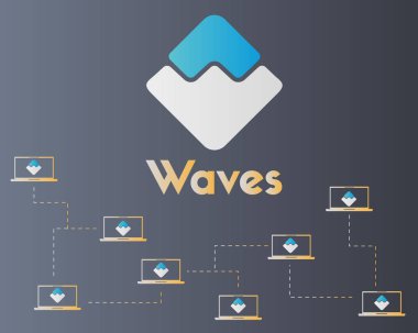 Konsept tarzı arka plan ağ blockchain dalgalar