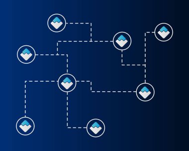 Dalgalar blockchain stili koyu arka plan üzerinde