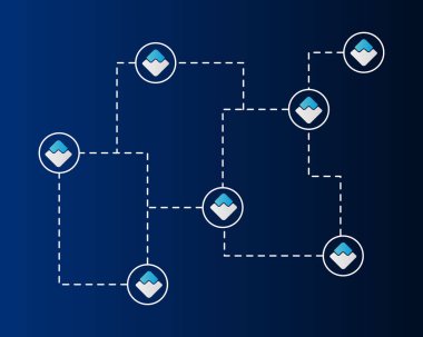 Dalgalar blockchain stili koyu arka plan üzerinde